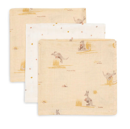Serviette Gaze de Coton 31x31cm - Kangaroots - par 3