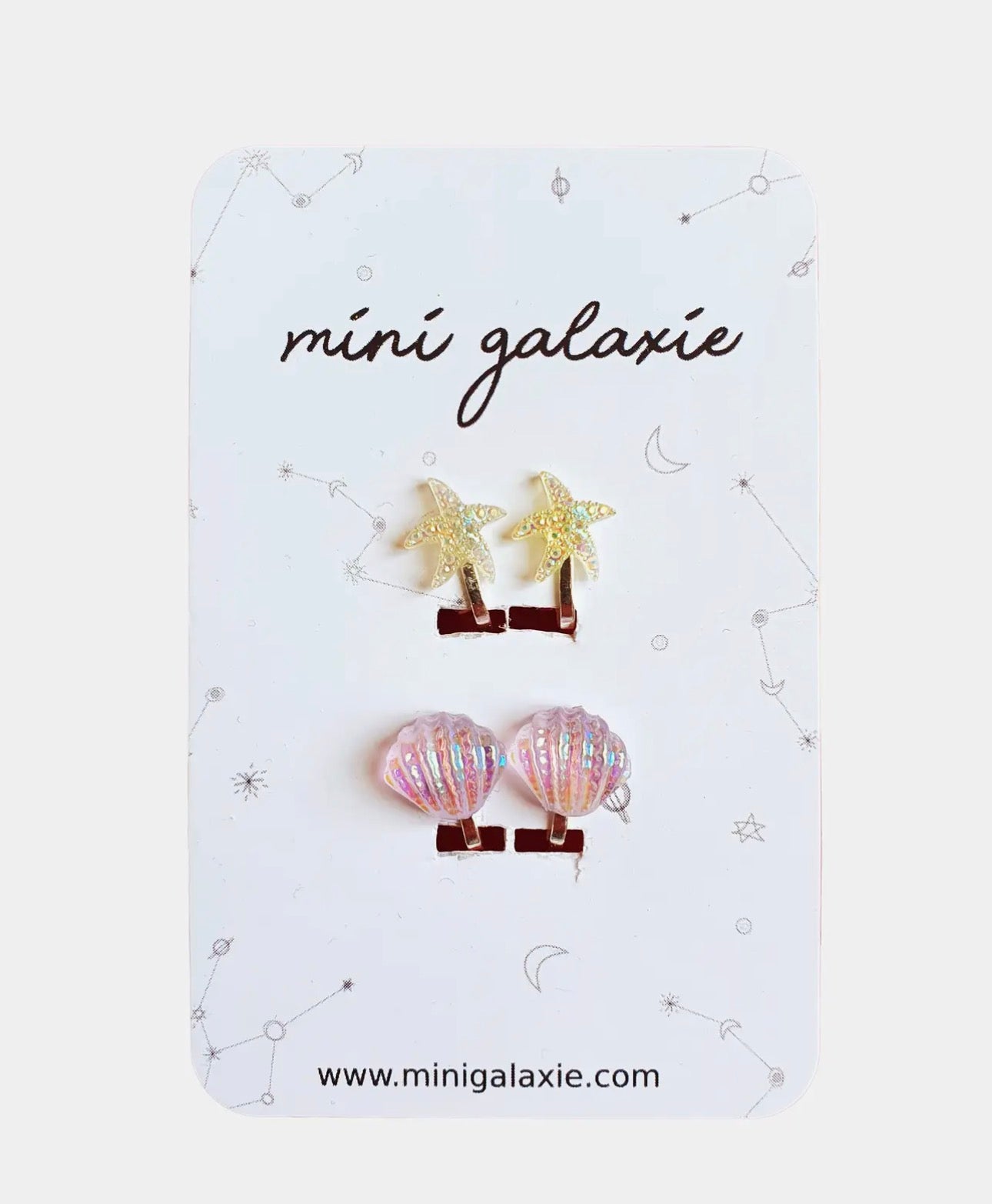 Boucles d’oreilles à clips enfant - étoiles et coquillages