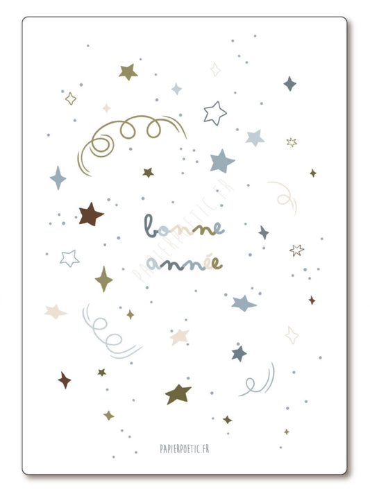 Carte Bonne Année Multico Bleu