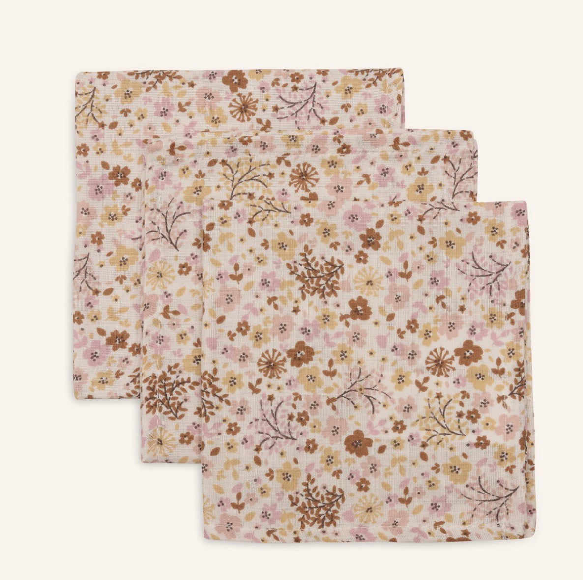Serviette Gaze de Coton 31x31cm -Flower - par 3