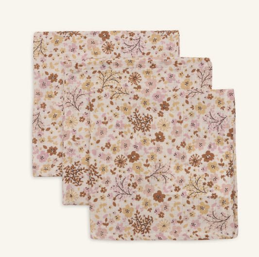 Serviette Gaze de Coton 31x31cm -Flower - par 3