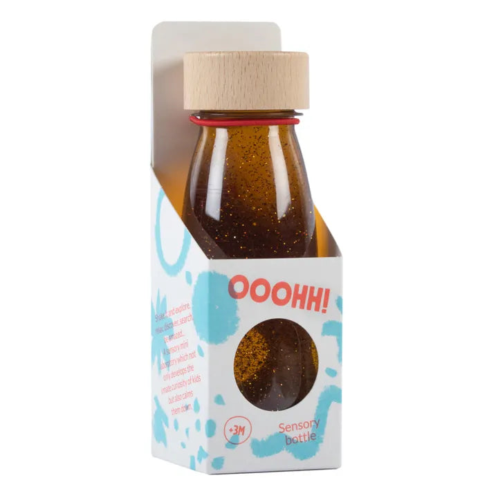 Bouteille sensorielle à paillettes - sienne