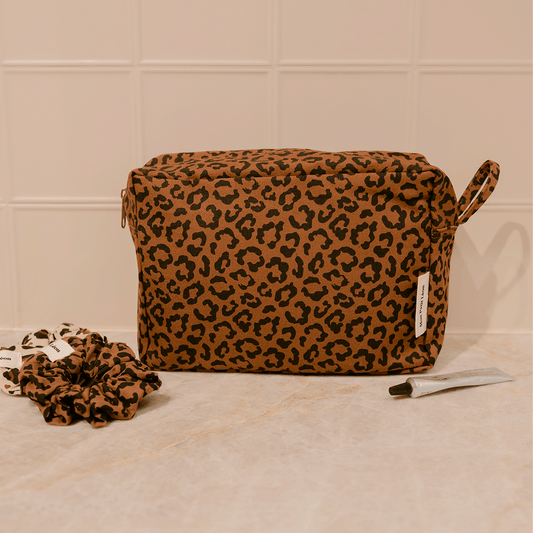 Trousse de toilette coton - Léopard foncé