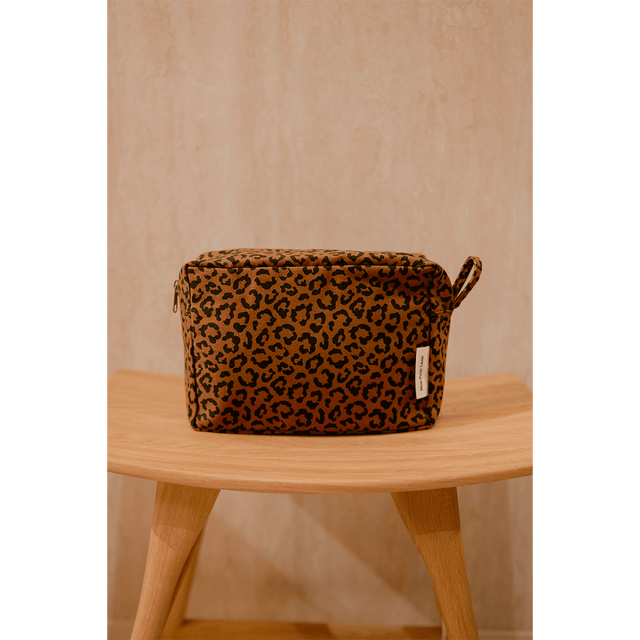Trousse de toilette coton - Léopard foncé