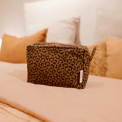Trousse de toilette coton - Léopard foncé
