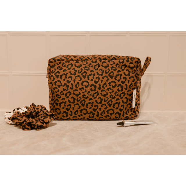 Trousse de toilette coton - Léopard foncé