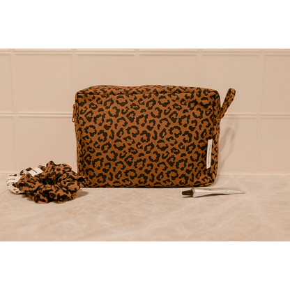 Trousse de toilette coton - Léopard foncé