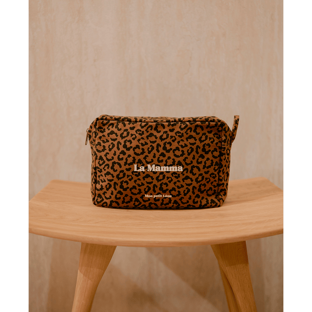 Trousse de toilette coton - Léopard foncé, La Mamma