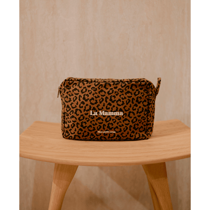 Trousse de toilette coton - Léopard foncé, La Mamma