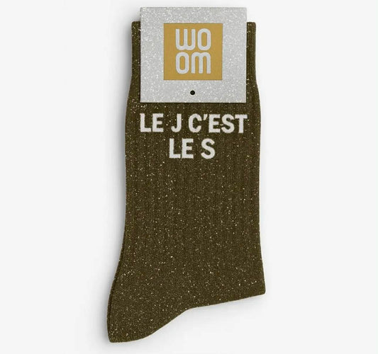 Chaussettes à paillettes - Le J c’est le S kaki
