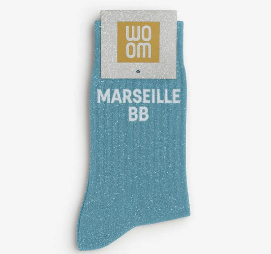 Chaussettes à paillettes - Marseille BB turquoise