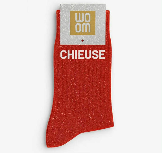 Chaussettes à paillettes - Chieuse rouge