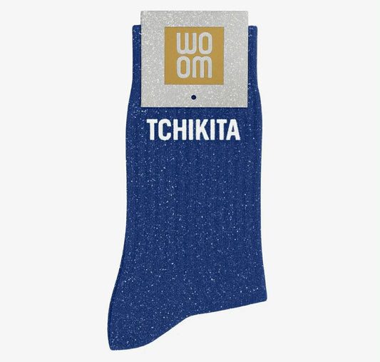 Chaussettes à paillettes - Tchikita bleu