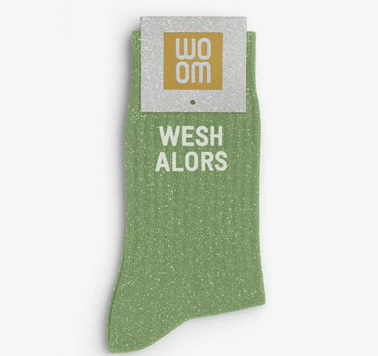 Chaussettes à paillettes - Wesh alors vert Amande