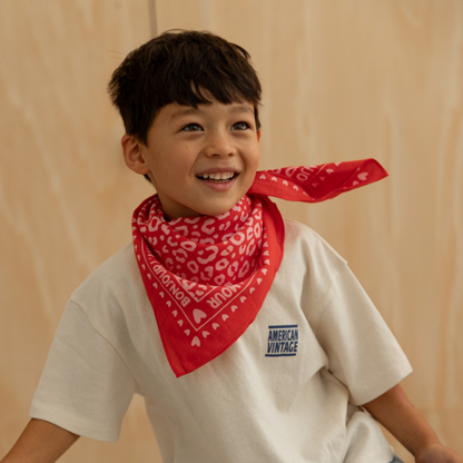 Foulard léopard 55cm fond rouge / motif rose