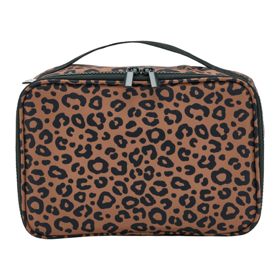 Lunch bag isotherme léopard noir / fond marron