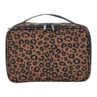 Lunch bag isotherme léopard noir / fond marron
