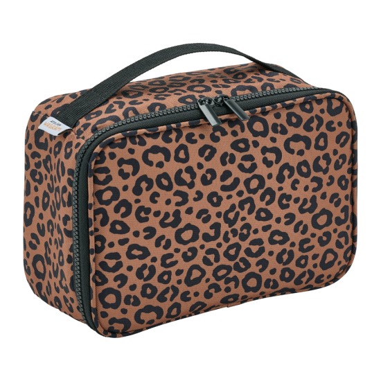 Lunch bag isotherme léopard noir / fond marron
