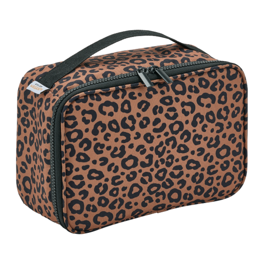 Lunch bag isotherme léopard noir / fond marron