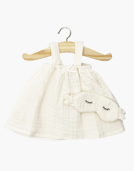Chemise de nuit Mila et son masque Dodo à volants en gaze de coton coco