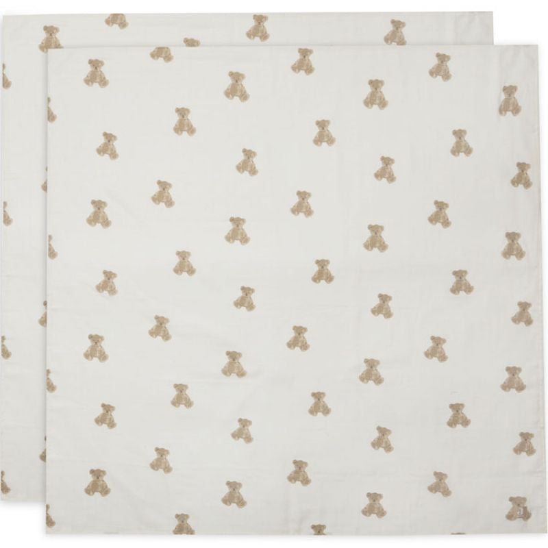 Lange Gaze de Coton 115x115cm - Teddy bear - 2 Unités