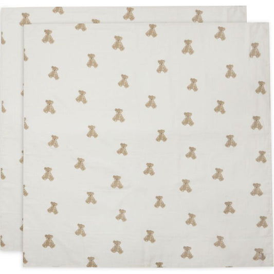 Lange Gaze de Coton 115x115cm - Teddy bear - 2 Unités