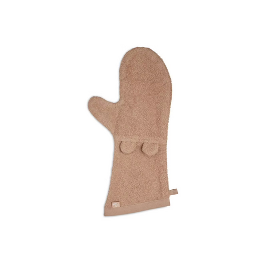 Gant de toilette en éponge biscuit