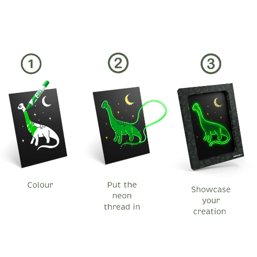 KIDYNEON - Kit pour décoration murale lumineuse dinosaures