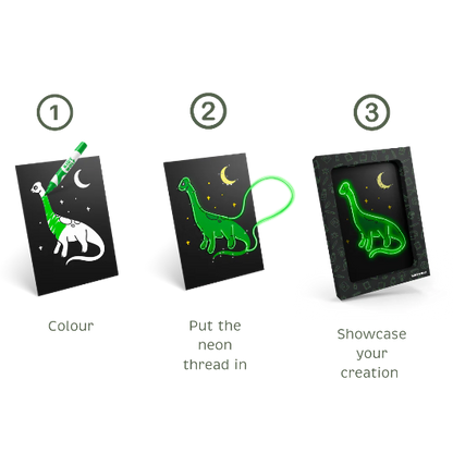 KIDYNEON - Kit pour décoration murale lumineuse dinosaures