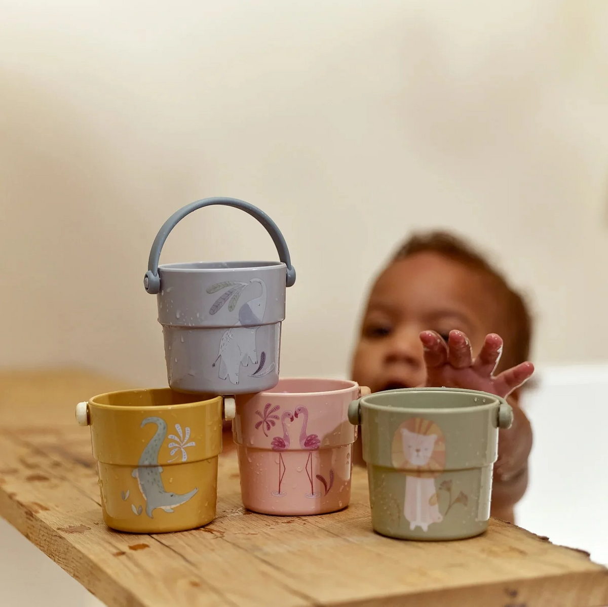 Lot de 4 gobelets de bain - Safari Friends