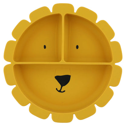 Assiette avec ventouse en silicone et compartiments - Mr. Lion