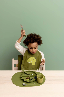 Assiette avec ventouse en silicone et compartiments - Mr. Dino