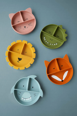 Assiette avec ventouse en silicone et compartiments - Mr. Fox