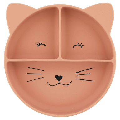 Assiette avec ventouse en silicone et compartiments - Mrs. Cat