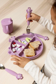 Assiette avec ventouse en silicone et compartiments - Mrs. Peacock
