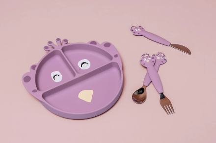 Assiette avec ventouse en silicone et compartiments - Mrs. Peacock