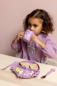 Assiette avec ventouse en silicone et compartiments - Mrs. Peacock