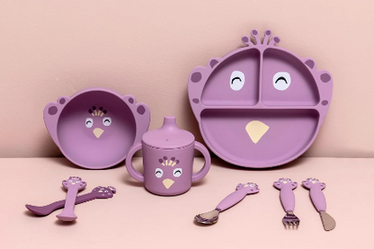 Assiette avec ventouse en silicone et compartiments - Mrs. Peacock
