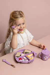 Assiette avec ventouse en silicone et compartiments - Mrs. Peacock