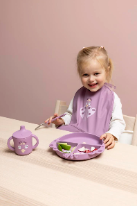 Assiette avec ventouse en silicone et compartiments - Mrs. Peacock