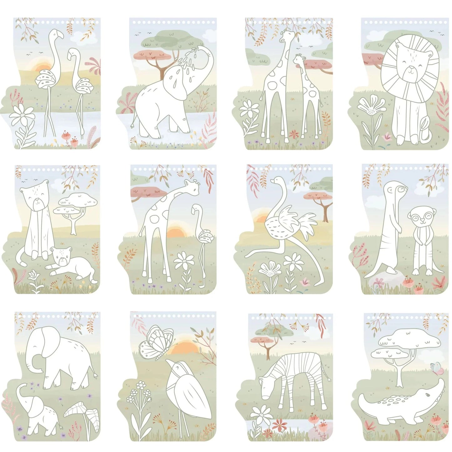 Cahier de coloriage flamant rose - Safari Friends