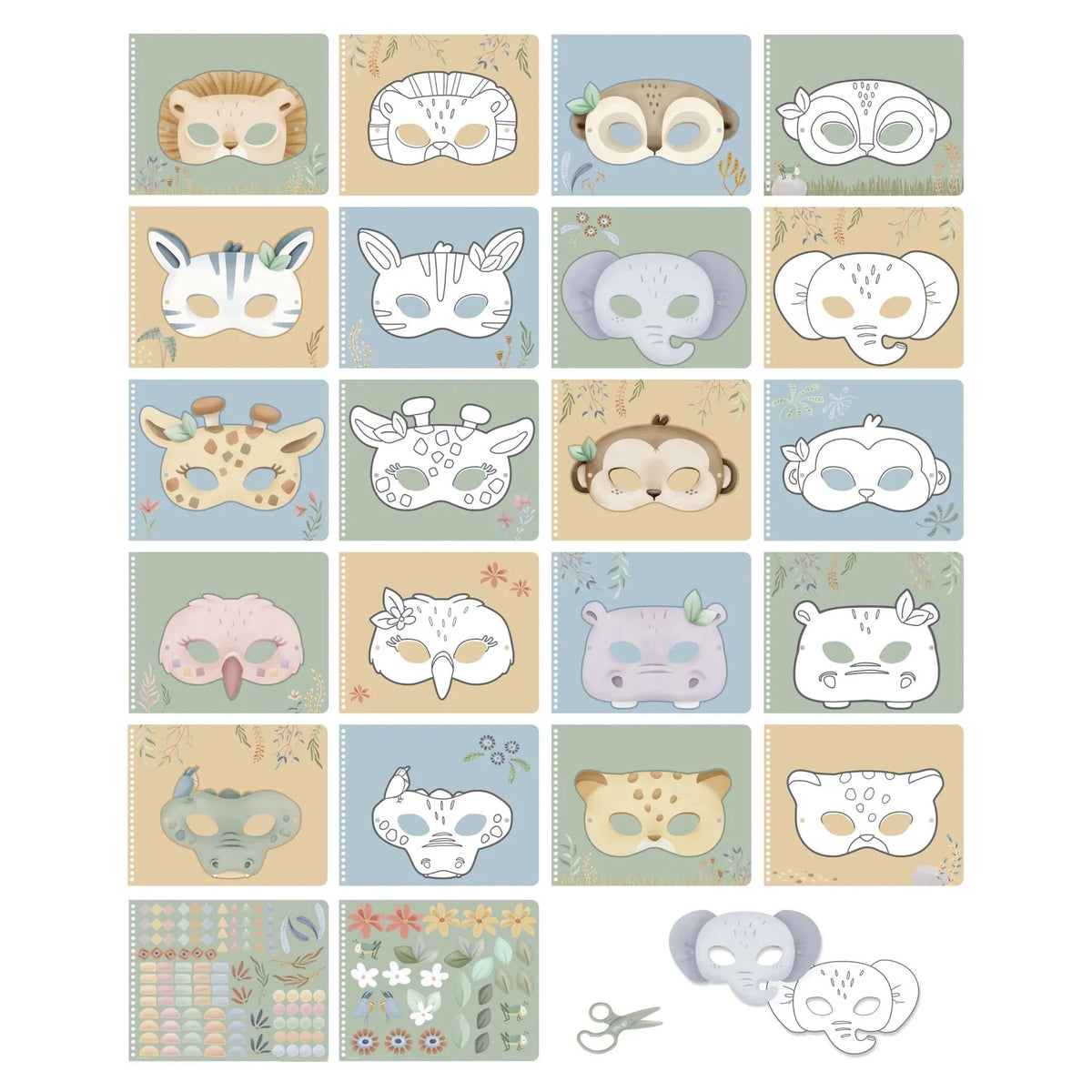 Livre de découpage masques - Safari Friends