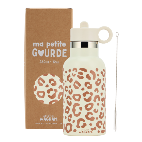 Gourde 350ml Léopard crème