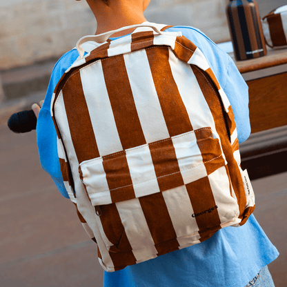 Sac à dos à rayures marron beige