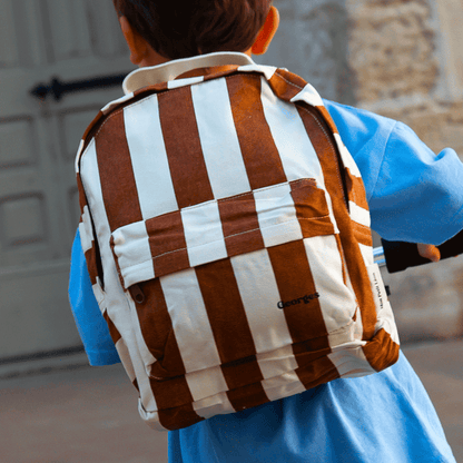 Sac à dos à rayures marron beige