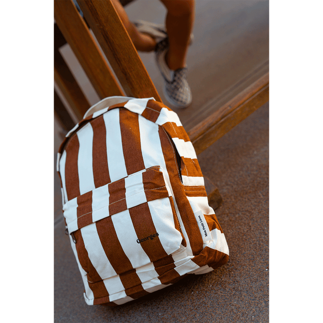 Sac à dos à rayures marron beige