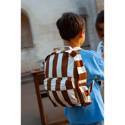 Sac à dos à rayures marron beige