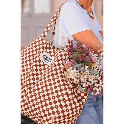Sac Cabas XXL Damier coeur