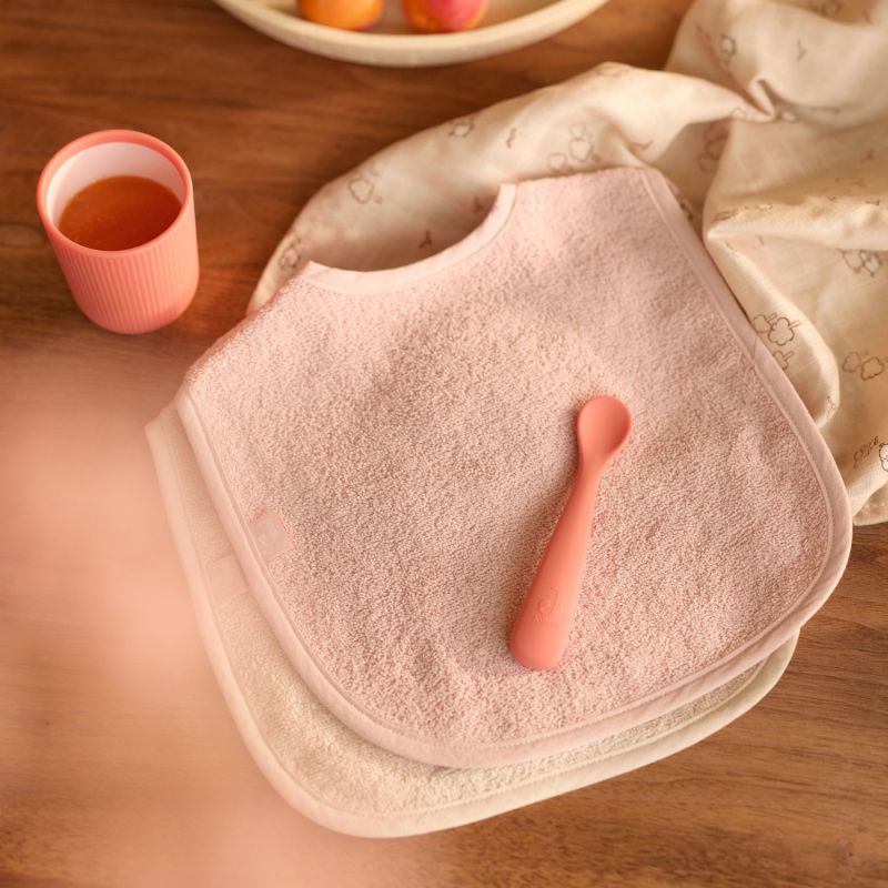 Lot de 2 bavoirs en éponge Silk Rose-Sand