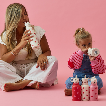 Gourde 350 ml - crème cœur rouge